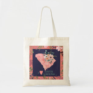 Bolsa Tote Bonito Floral I Love South Carolina