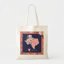 Bolsa Tote Bonito Floral I Love Texas State Map