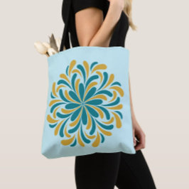 Bolsa Tote Bonito Floral Mandala Azul