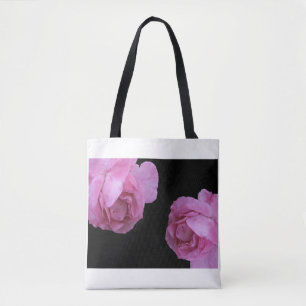 Bolsa Tote Bonito flores cor-de-rosa-rosa rosa de bolo de mod