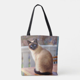 Bolsa Tote Bonito Gato Siamês com Olhos Azuis