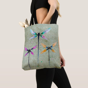 Bolsa Tote Bonito ilustração de cor d'água de libélulas