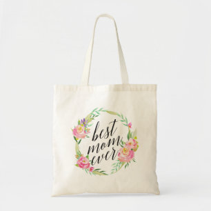 Bolsa Tote Bonito Melhor Mãe Alguma Vez Floral Wreath
