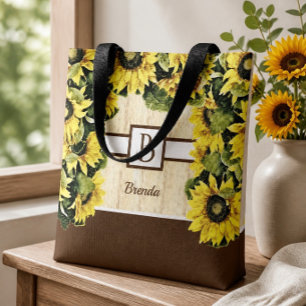 Bolsa Tote Bonito Monograma Saco de Toque de Girassol