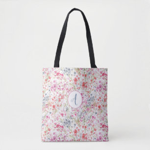 Bolsa Tote Bonito Padrão de Cores de Água de Flor Selvagem Mo