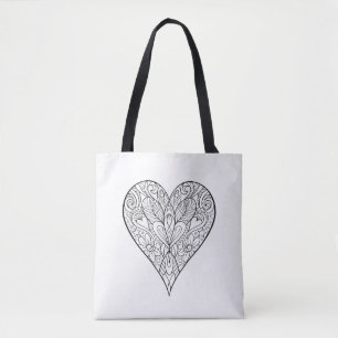 Bolsa Tote Bonito padrão de Design de Coração de Mandala