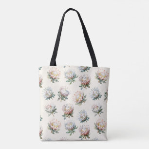 Bolsa Tote Bonito padrão de flor de proteína branca-rei-branc