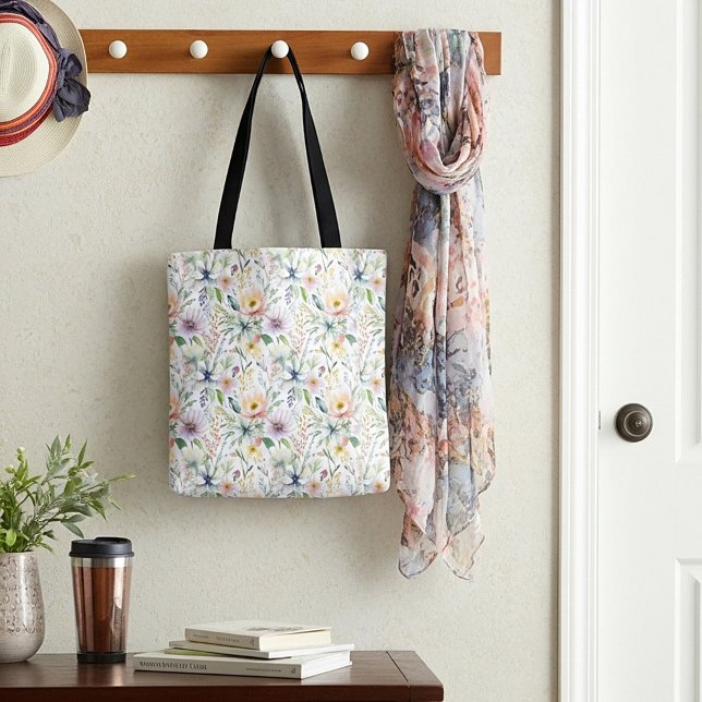 Bolsa Tote Bonito padrão floral pastel (Criador carregado)