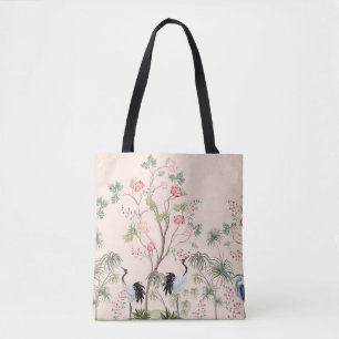 Bolsa Tote Bonito papel de parede de chinoiserie exótico. Des