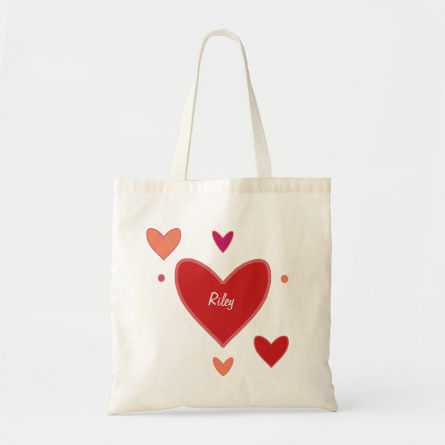 Bolsa Tote Bonito Peach & Red Large Heart Day (Frente)