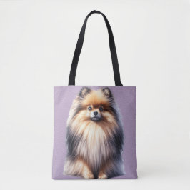 BOLSA TOTE BONITO PEQUENO CACHORRO POMERANO VERMELHO BONITO