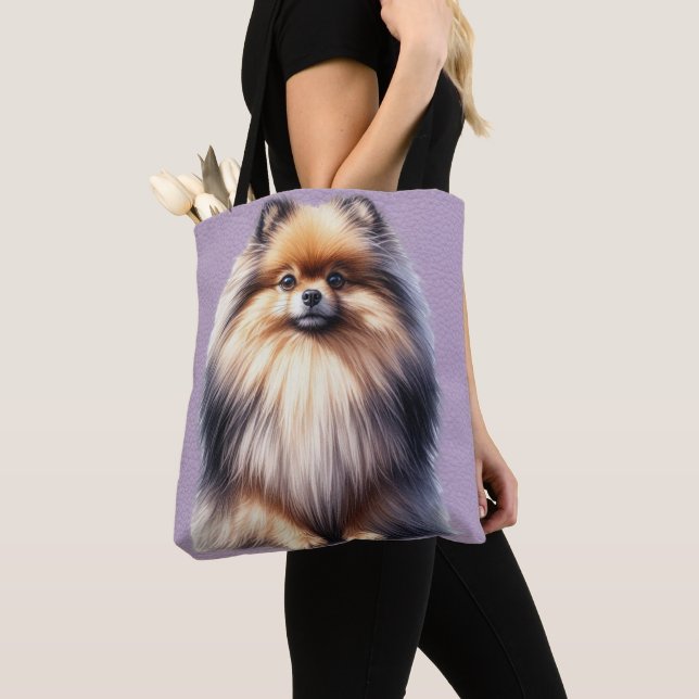 BOLSA TOTE BONITO PEQUENO CACHORRO POMERANO VERMELHO BONITO (Close Up)