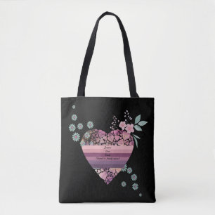 Bolsa Tote Bonito presente de coração roxo e rosa para os ent