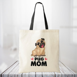 Bolsa Tote Bonito Pug Mãe Cartoon Cachorro Cachorro Cachorro 