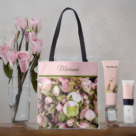 Bolsa Tote Bonito rosa personalizado e abrigo oliva