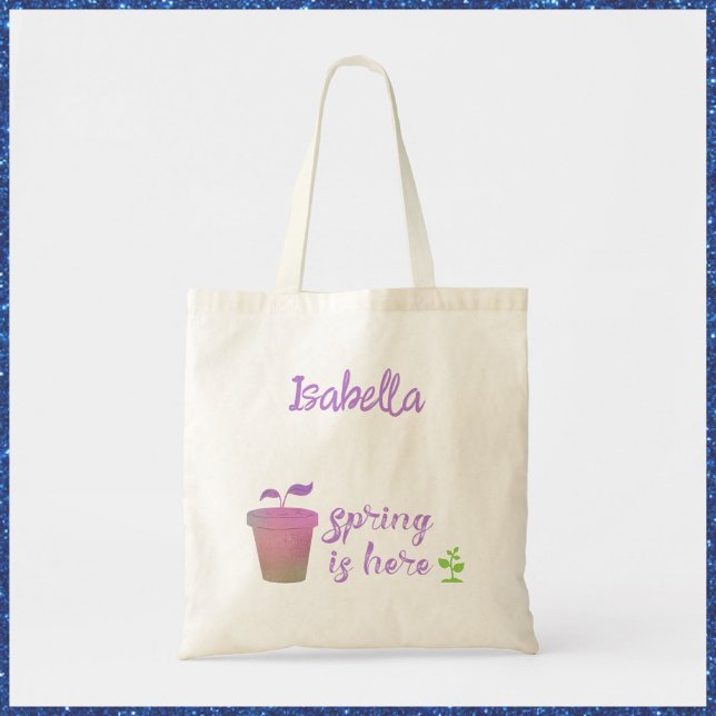 Bolsa Tote Bonito Roxo e PRIMAVERA verde aqui (Criador carregado)