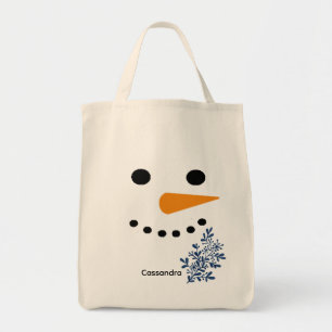 Bolsa Tote Bonito Snowman Face Presente de Natal no inverno
