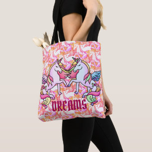 Bolsa Tote Bonito Sonho Arco-Íris do Unicórnio Pastel Pegasus