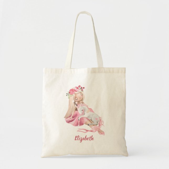 Bolsa Tote Bonito Unicorn Girl Ballerina (Frente)