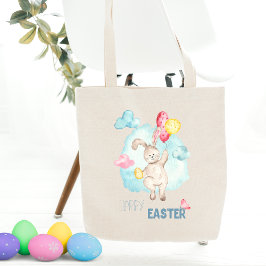 Bolsa Tote Bonito Watercolor, Balões de Felz pascoa Moderno