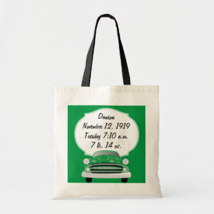 Bolsa Tote Bonitos presentes de bebê de carro retrô verde