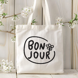 Bolsa Tote Bonjour Simple Modern Floral French Saudação