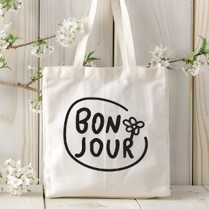Bolsa Tote Bonjour Simple Modern Floral French Saudação