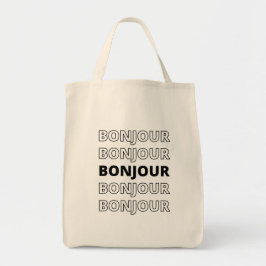 Bolsa Tote Bonjour tipográfico minimalista
