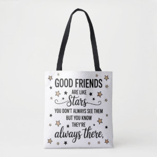 Bolsa Tote Bons Amigos São Como Estrelas Citação Inspiradora