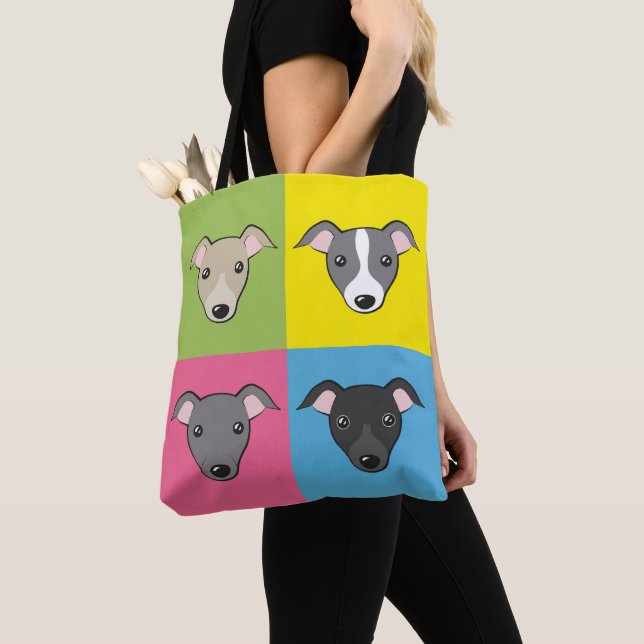 Bolsa Tote Bons desenhos animados italianos galgos coloridos  (Close Up)