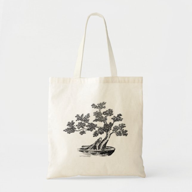 Bolsa Tote Bonsai - Estilo chinês - preto e branco (Frente)