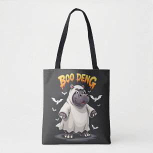 Bolsa Tote Boo Deng Ghost Baby Pygmy Hippo Moo Deng Halloween