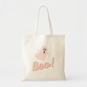 Bolsa Tote Boo fantasma rosa halloween