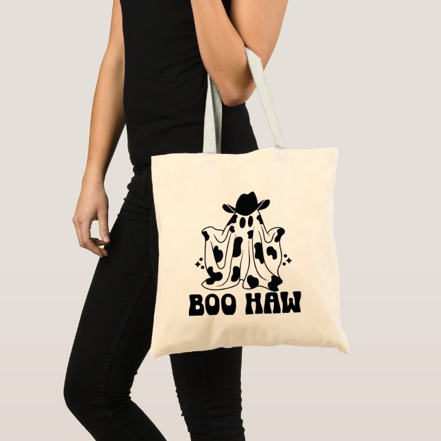 Bolsa Tote Boo Haw Cow Girl Ghost Halloween (Frente (produto))