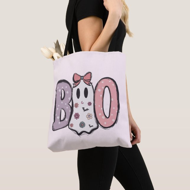 Bolsa Tote Boo Super Bonito Fantasma Pastel Rosa Halloween (Close Up)