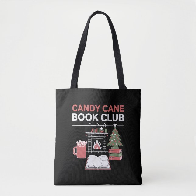 Bolsa Tote Bookish Christmas Candy Cane Book Club Bookish (Frente)