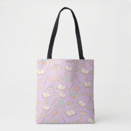 Bolsa Tote Bookish Girl Cute Magic Purple