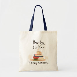 Bolsa Tote Books Coffee & Cozy Corners Tote Bag | Book Lover 