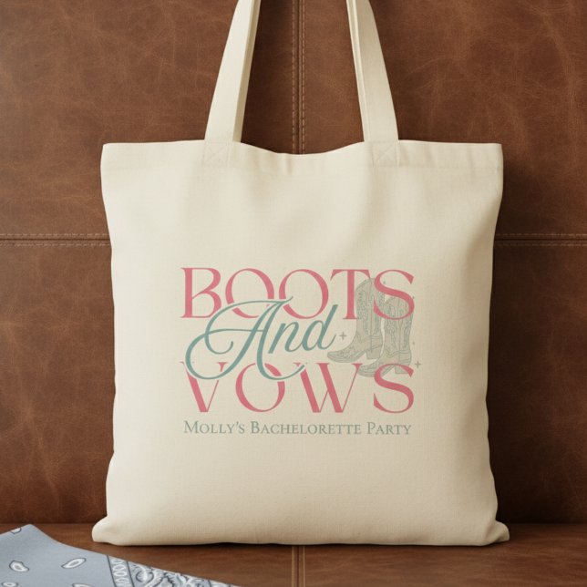 Bolsa Tote Boots and Vows - Western Festa de solteira (Say “I do” with a western twist in this charming “Boots and Vows” design!)