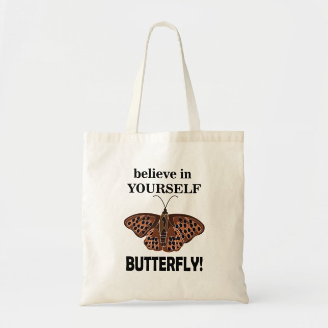 Bolsa Tote Borboleta Acredite Em Você Inspirador  (Frente)