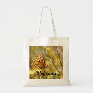 Bolsa Tote Borboleta amarela com nome personalizado