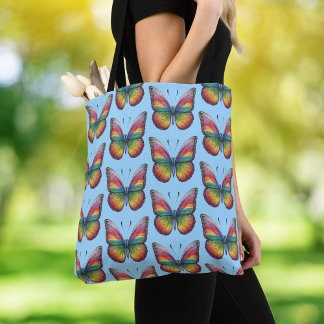 Bolsa Tote Borboleta-Arco-Íris