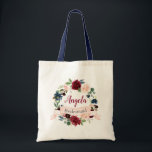 Bolsa Tote Borboleta Azul Espelho Azul Rubor Bridesmaid<br><div class="desc">Burgundy Blush Blue Floral Wreath Bridesmaid Favor Tote Bag. (1) Para mais personalização,  clique no link "personalizar mais" e use nossa ferramenta design para modificar esse modelo. (2) Se precisar de ajuda ou itens correspondentes,  entre em contato comigo.</div>