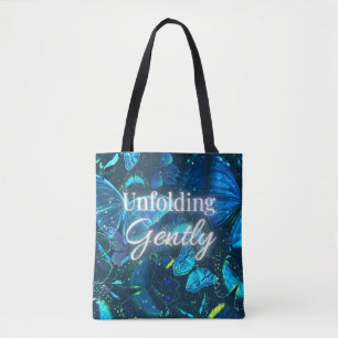 Bolsa Tote borboleta azul estética caprichosa citação inspira