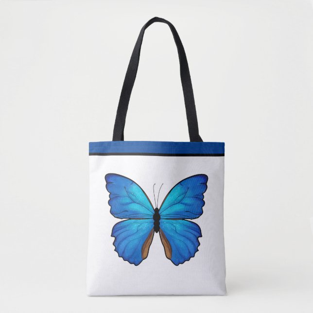 Bolsa Tote Borboleta Azul Morpho com Nome (Frente)