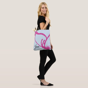 Bolsa Tote Borboleta Brilhante Falsa Rosa