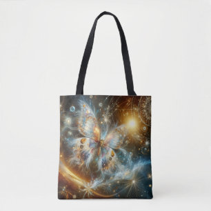 Bolsa Tote Borboleta Celestial Vibrante Espuma do Mar