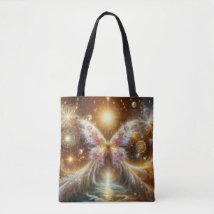 Bolsa Tote Borboleta Celestial Vibrante Rosa