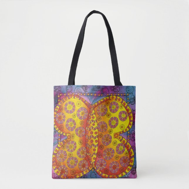 Bolsa Tote Borboleta Colorida em Aquarela (Frente)