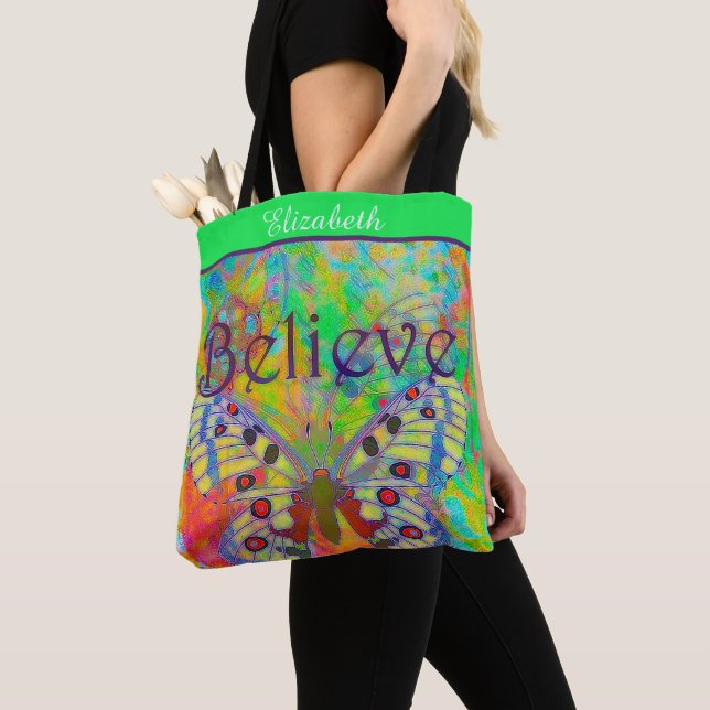 Bolsa Tote Borboleta Colorida Personalizada Acredi (Close Up)